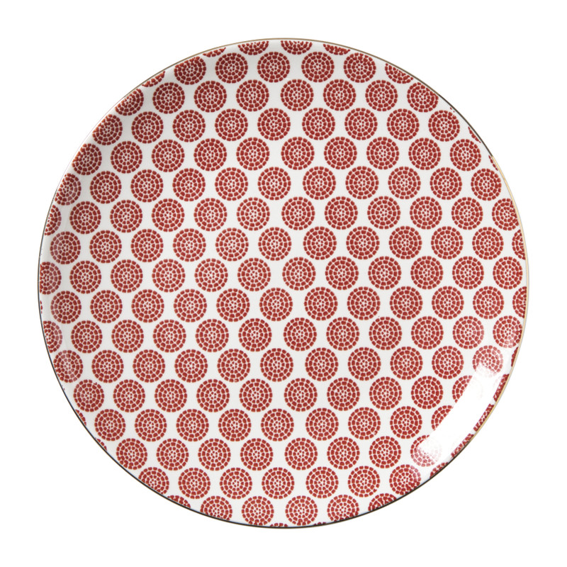 Xenos Ontbijtbord Mirna bloem - rood/wit - ø22x2 cm
