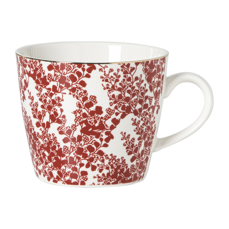 Xenos Mok Mirna blaadjes - rood/wit - 360 ml