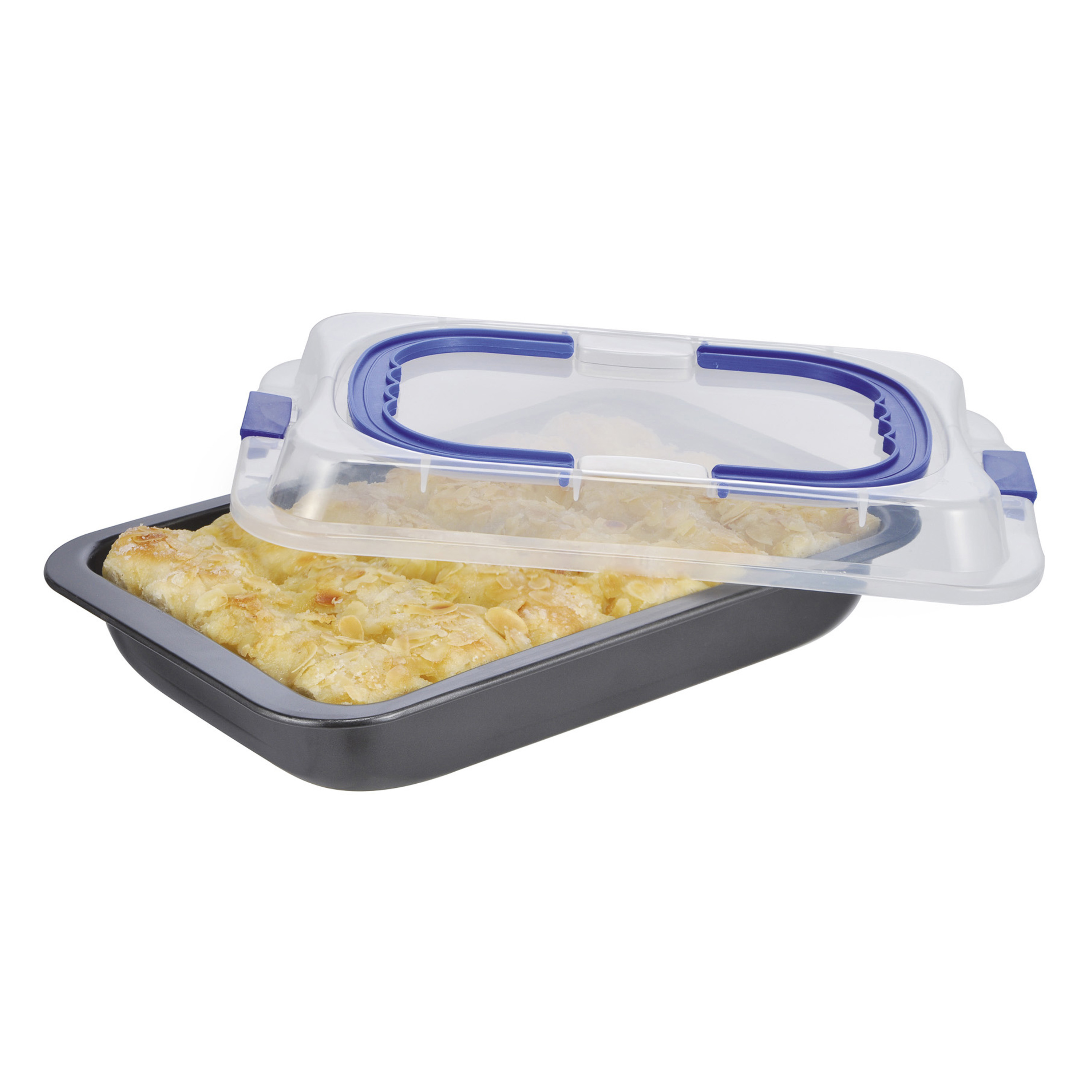 HI Cakevorm met deksel - multicolor - metaal - kunststof - met handvat - x 24,7 x 8 cm -