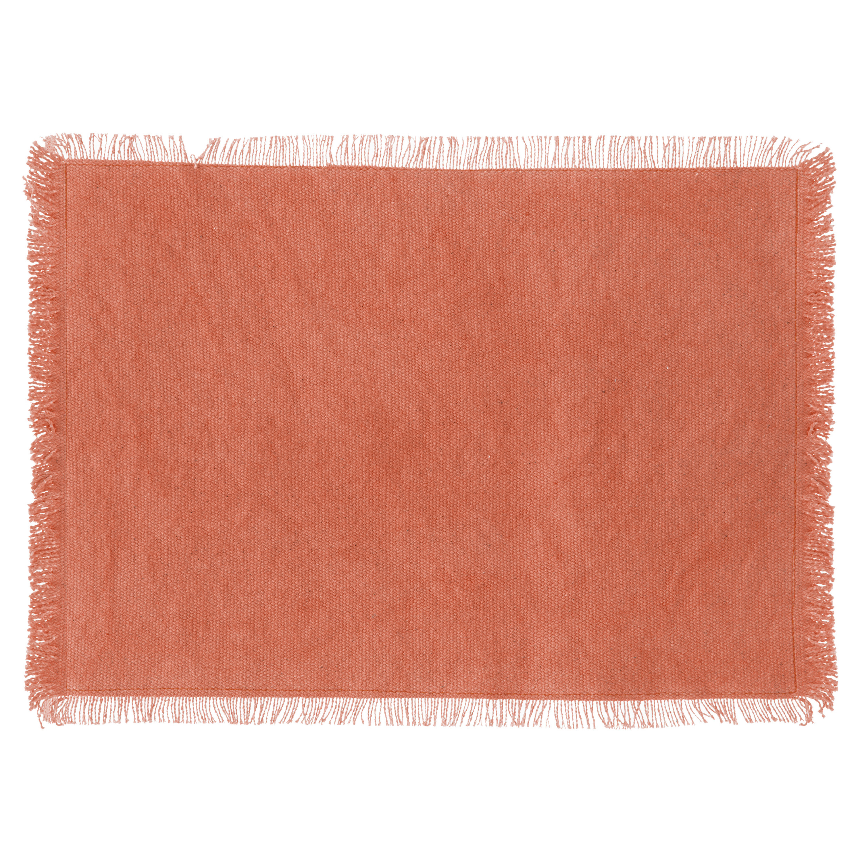 Secret de Gourmet placemats Kenya - 1x - steenrood - 45 x 30 cm - katoen - met franjes -