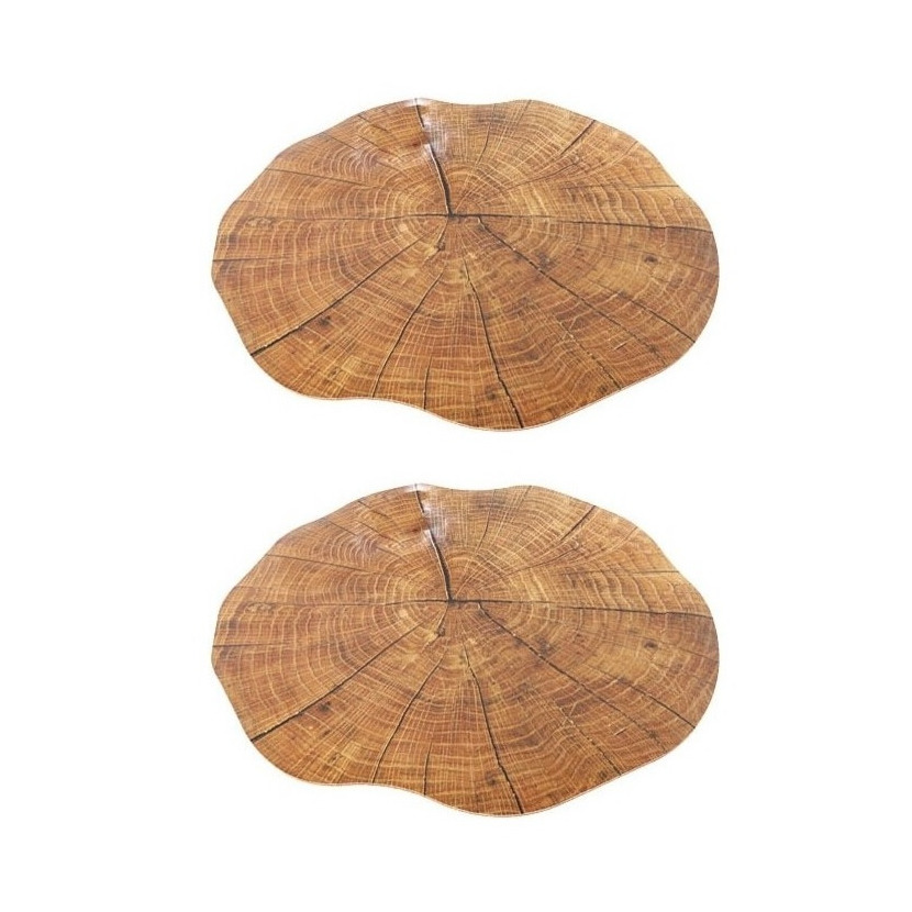 Merkloos Set van 8x stuks ronde placemats boomstam print cm -