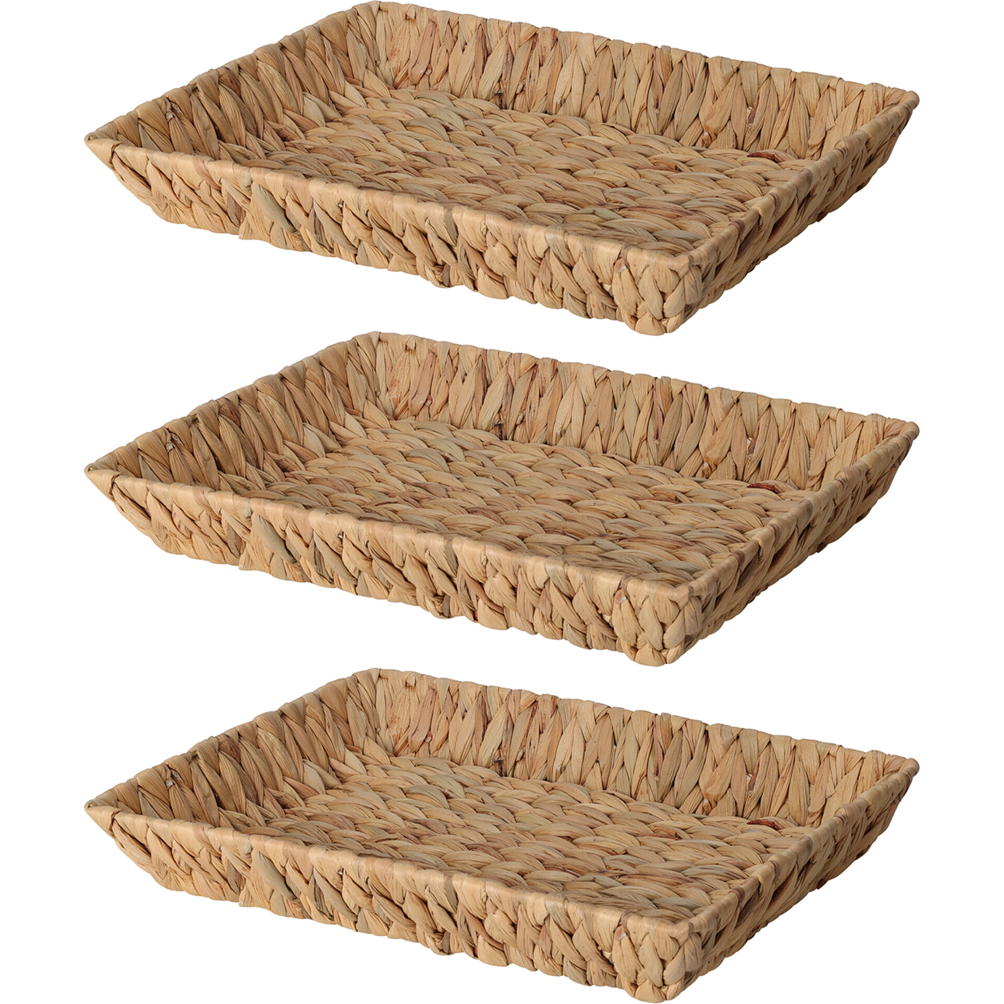 H&S Collection Broodmand - 3x - gevlochten riet - naturel - x 28 x 6 cm -
