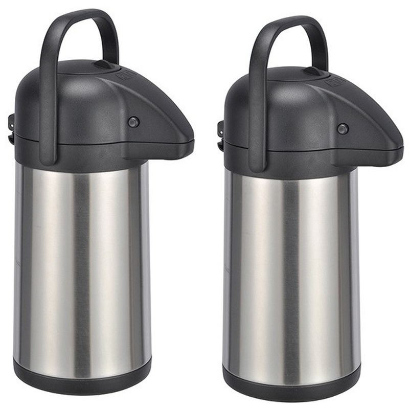 Merkloos Thermoskan - 2x - 2,2 liter - RVS -13 x cm - isoleerkan - koffiekan - theekan - warmhoud kan -