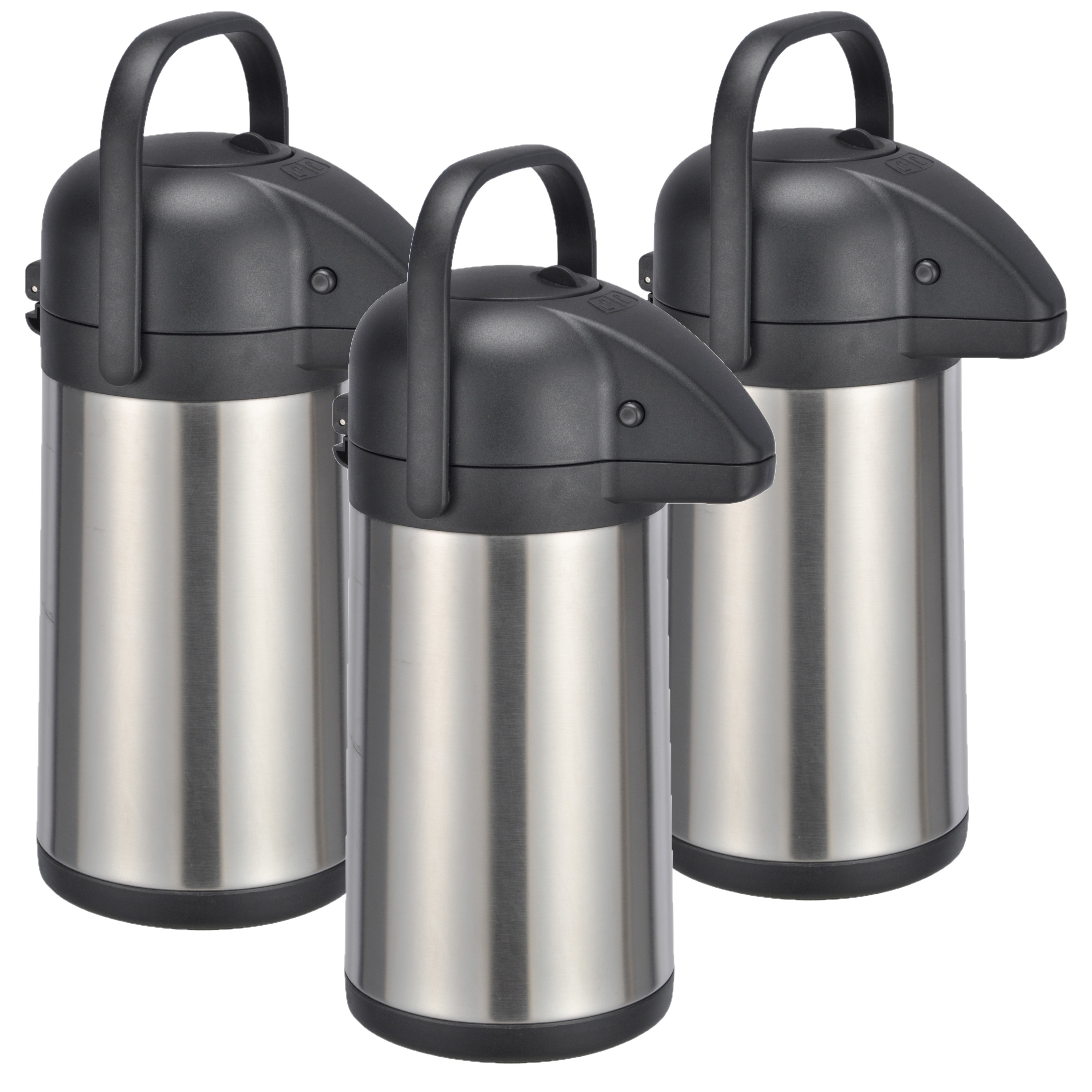 HI Thermoskan - 3x stuks - 2,2 liter - RVS -13 x cm - isoleerkan - koffiekan - theekan - warmhoud ka -