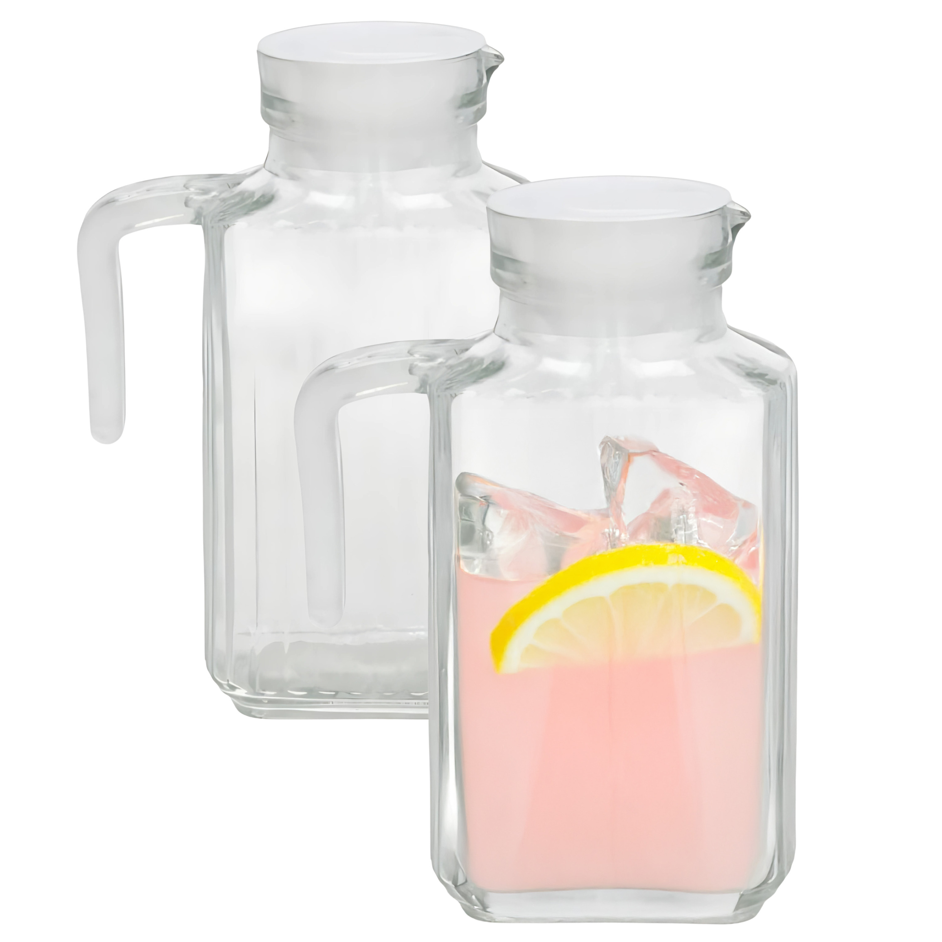 Gerimport schenkkan Lucia - 2x - Limonadekan - Waterkan - Met deksel - 1,5L - glas -