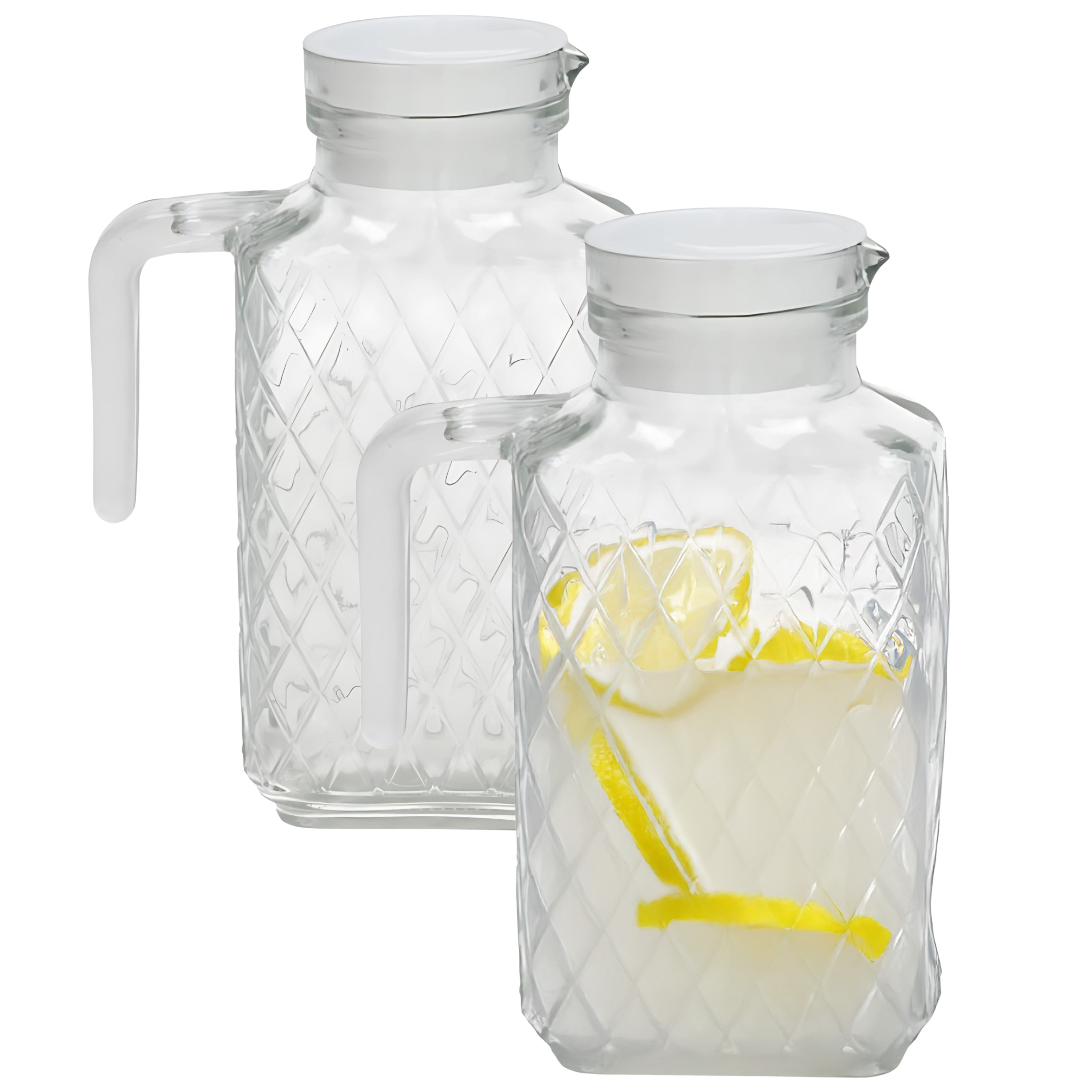 Gerimport schenkkan Sonia - 2x - Limonadekan - Waterkan - Met deksel - 1,5L - glas -