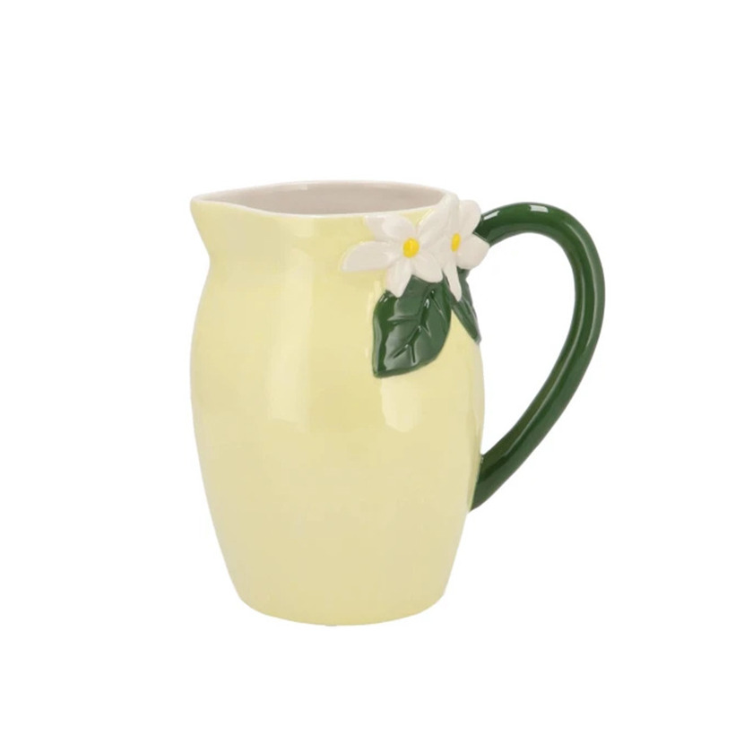 DK Design Schenkkan water/wijn karaf Fay - geel - keramiek - 13 x 19 cm - 3 liter - limonadekan -