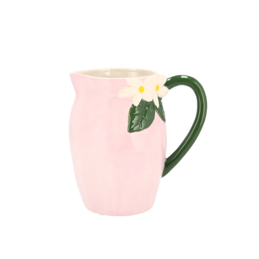 DK Design Schenkkan water/wijn karaf Fay - roze - keramiek - 13 x 19 cm - 3 liter - limonadekan -