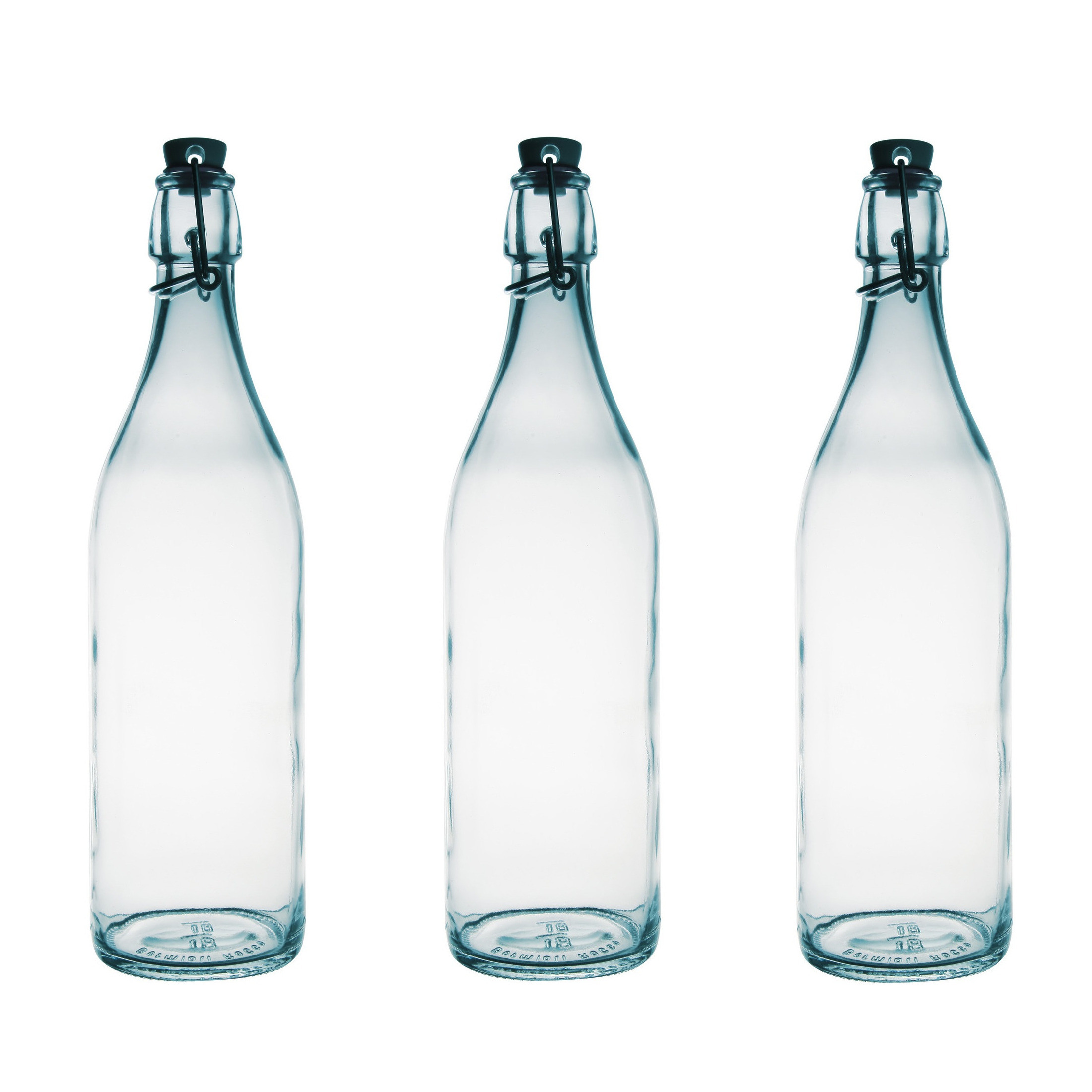 Bormioli Rocco 10x Ronde beugelflessen/weckflessen transparant 1 liter -