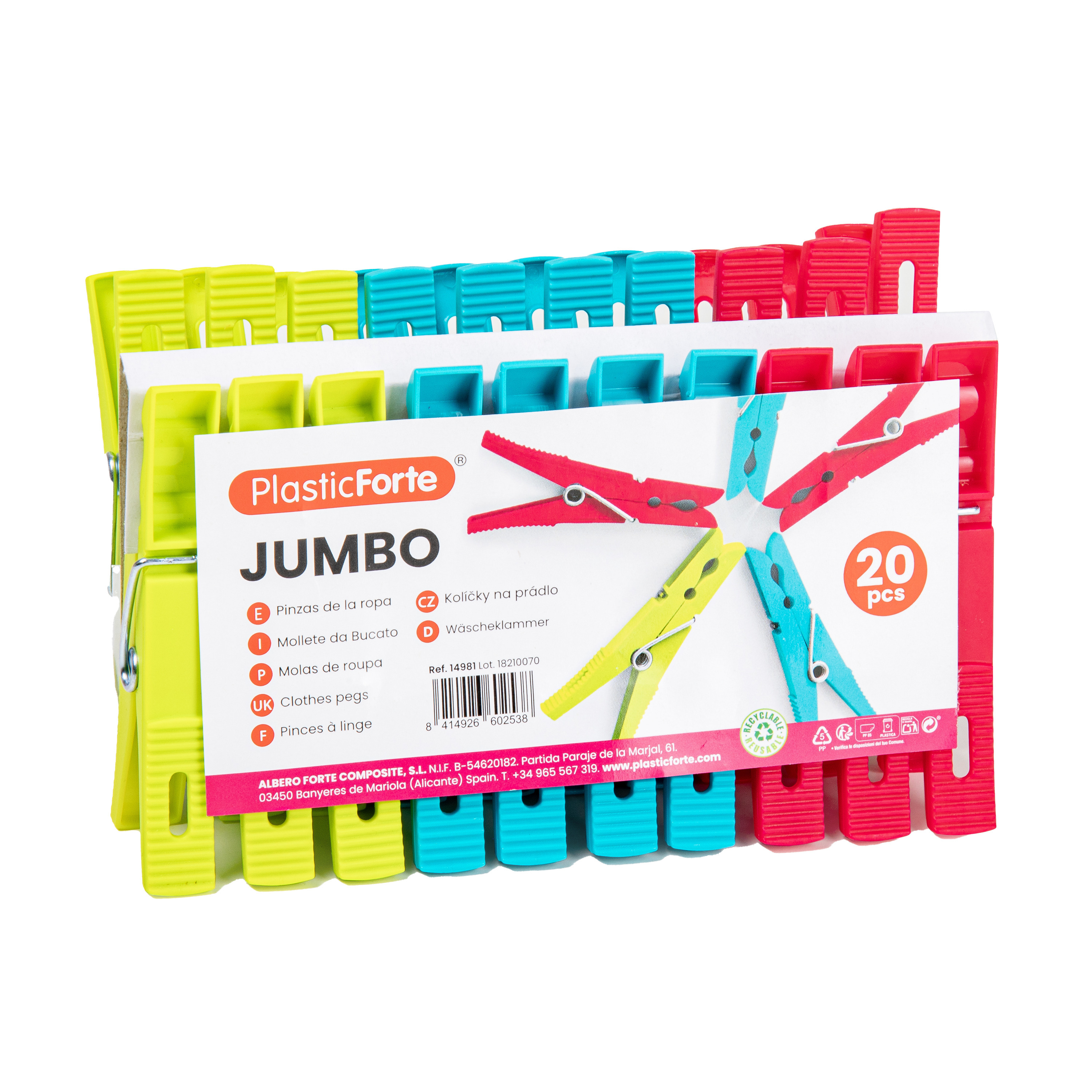 PlasticForte Wasknijpers - 20x stuks - felle kleuren mix - kunststof - 10 cm - Was ophangen -