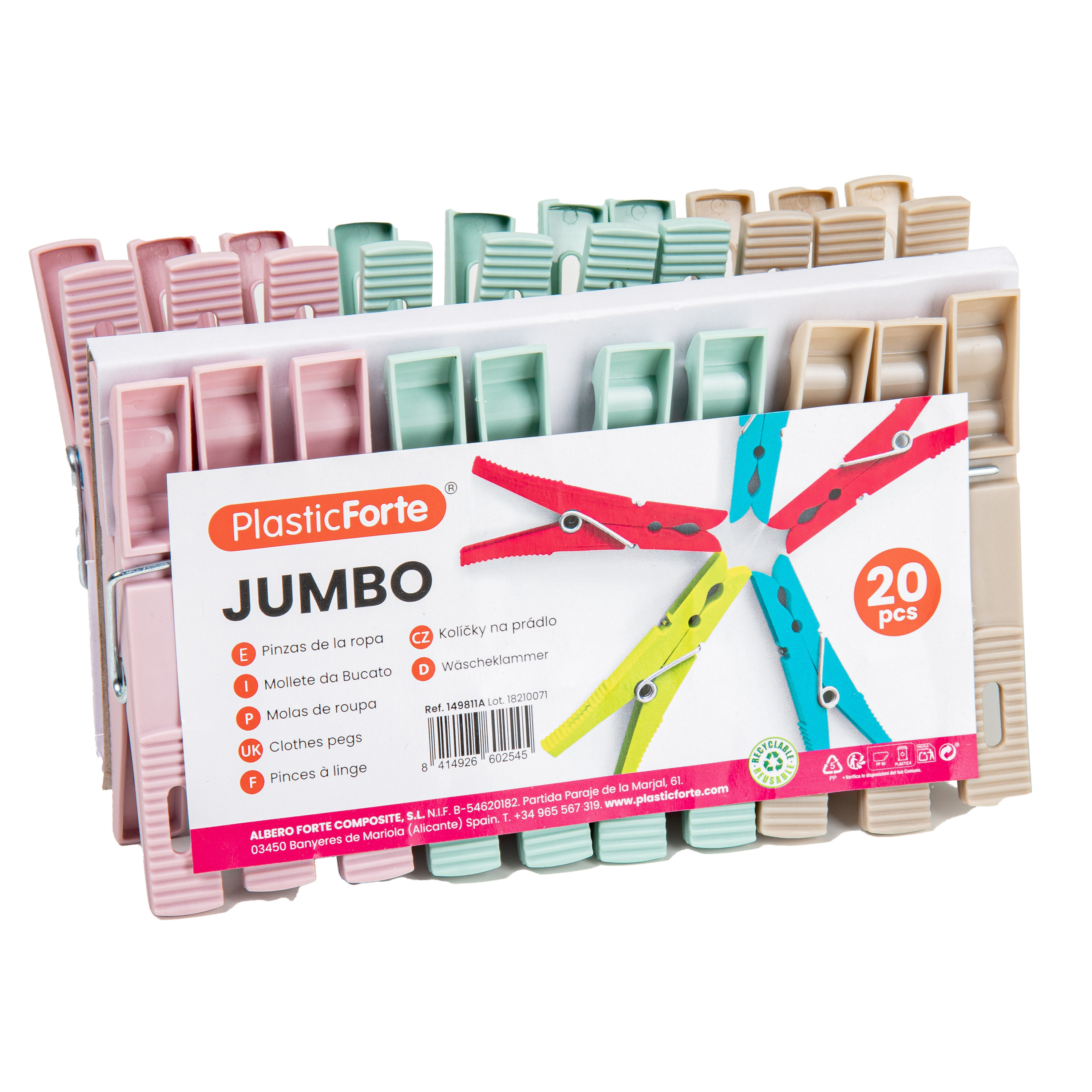 PlasticForte Wasknijpers - 20x stuks - pastel kleuren mix - kunststof - 10 cm - Was ophangen -