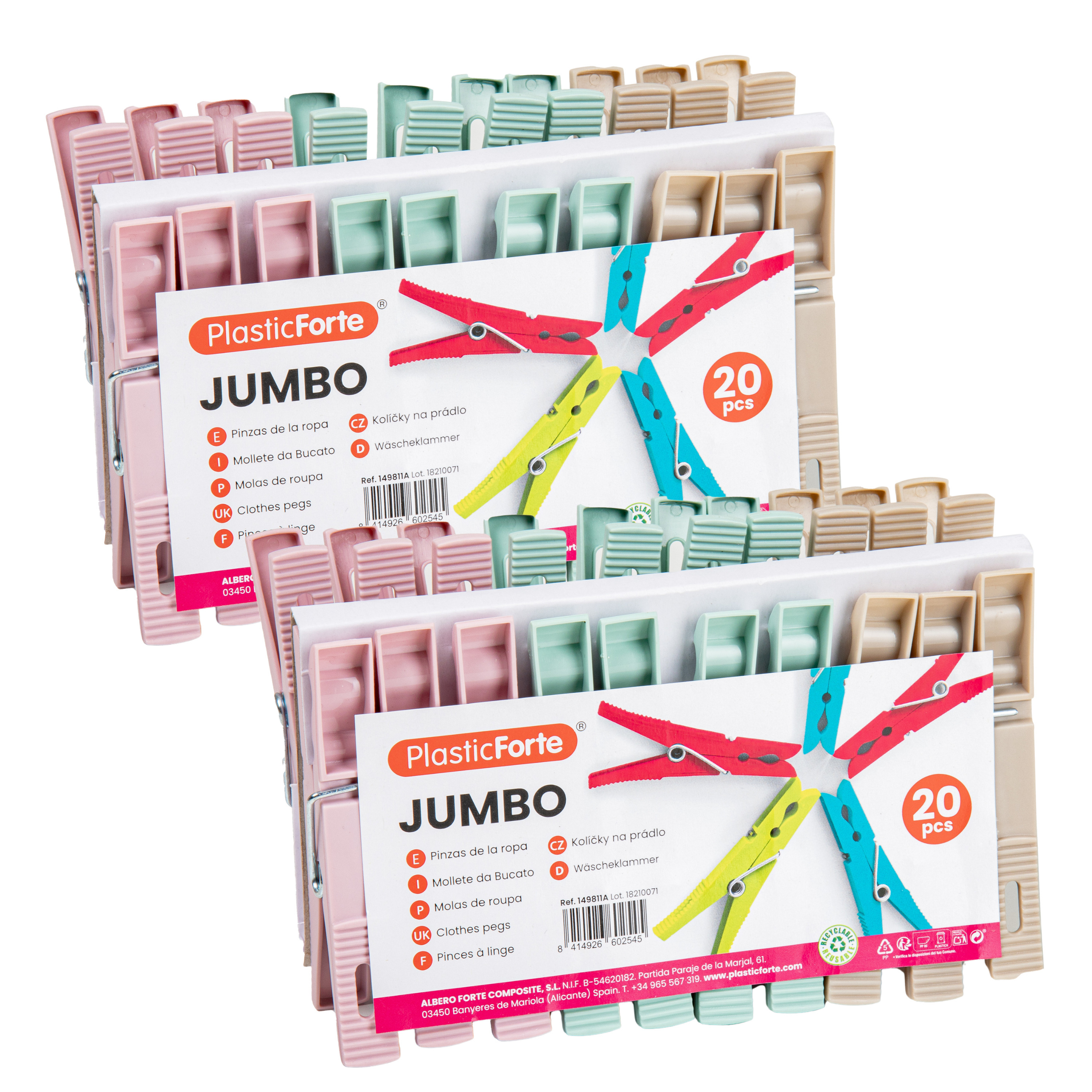 PlasticForte Wasknijpers - 40x stuks - pastel kleuren mix - kunststof - 10 cm - Was ophangen -