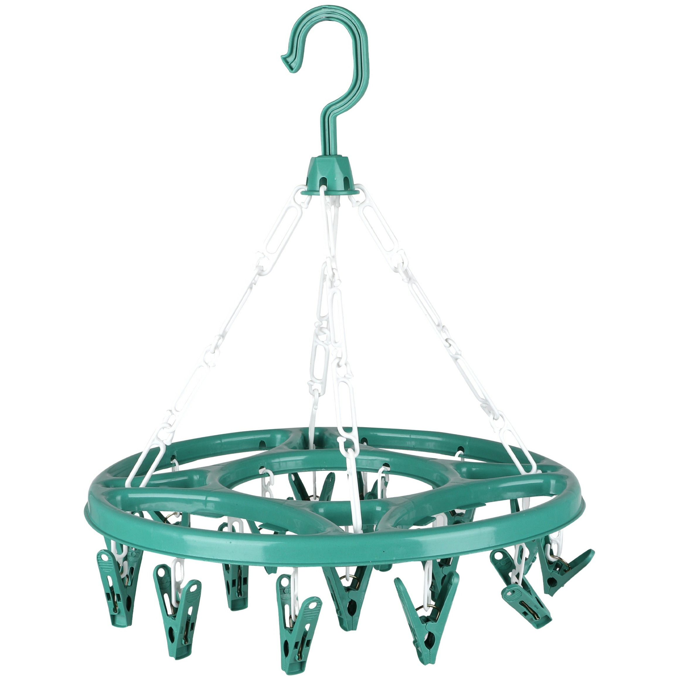 Urban Living Wasgoed droogcarrousel/droogmolen - 18 clips/knijpers - groen - kunststof - 32 cm -