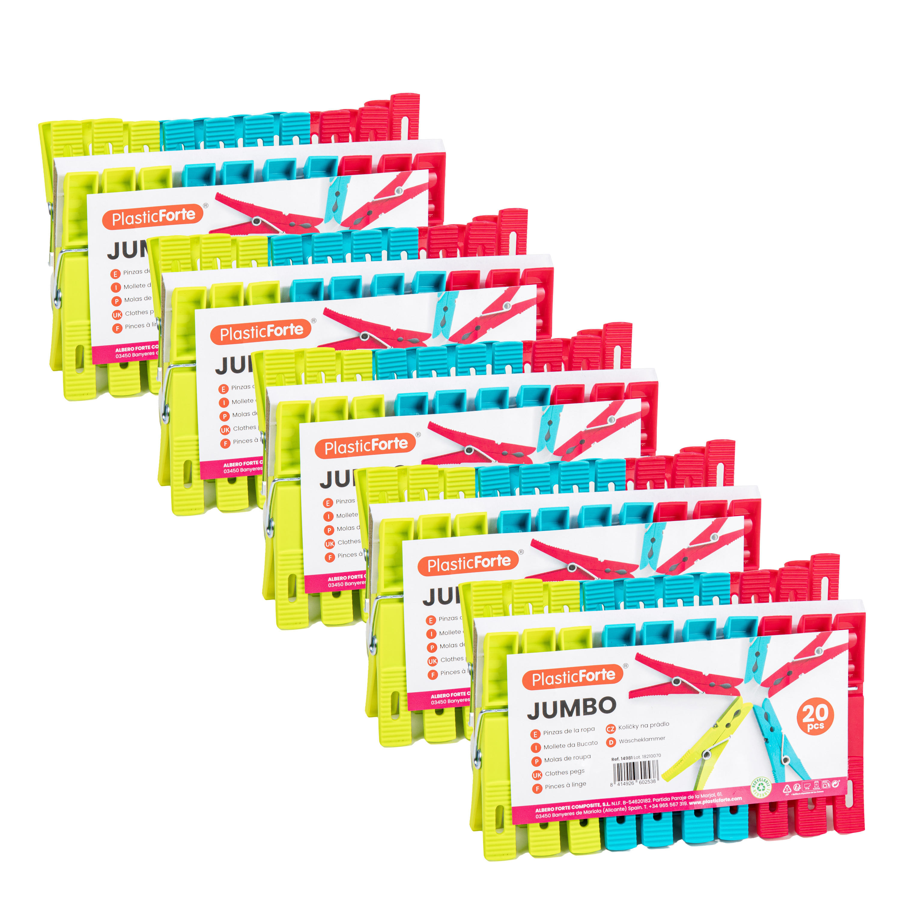 PlasticForte Wasknijpers - 100x stuks - felle kleuren mix - kunststof - 10 cm - Was ophangen -