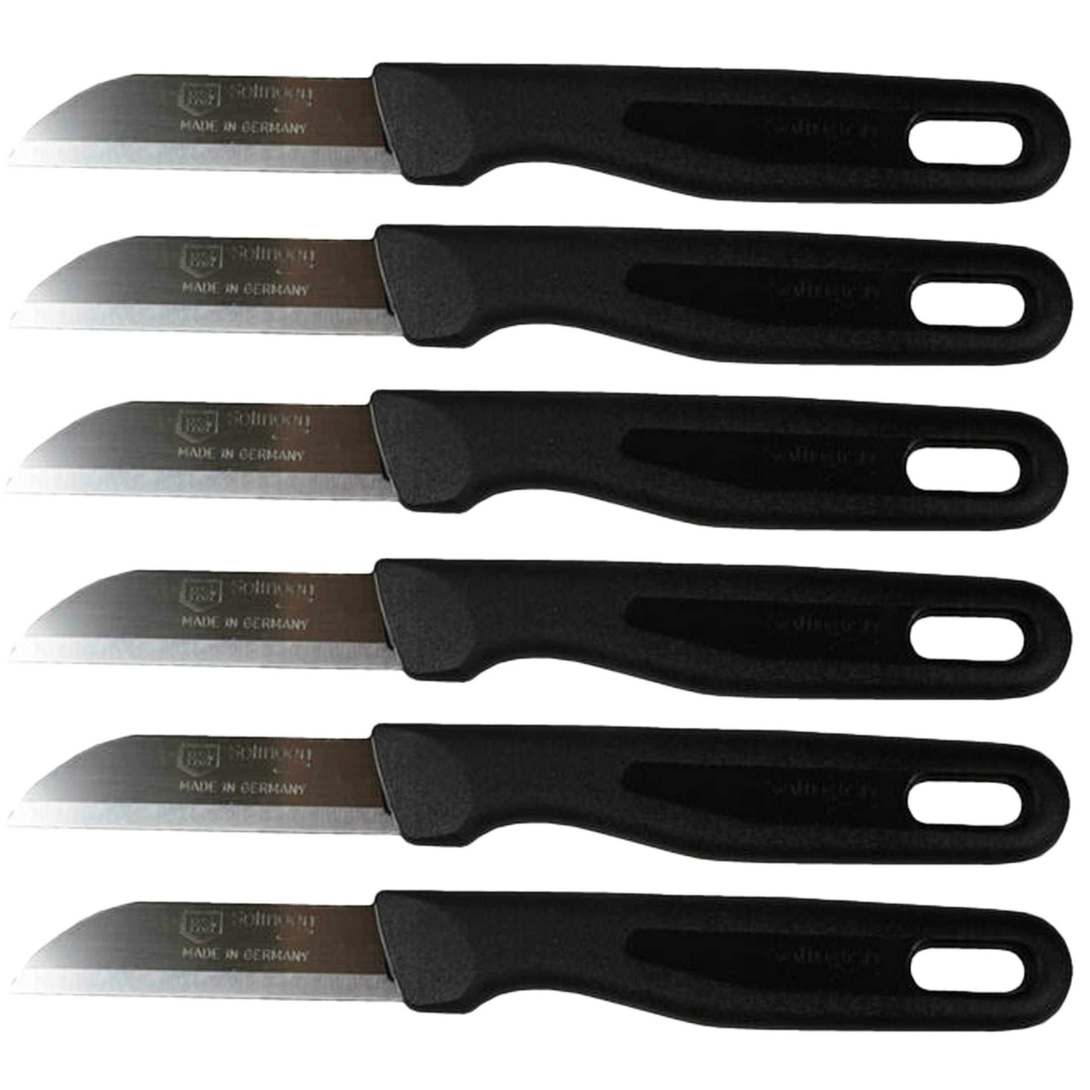 Solingen schilmesje - 6x - zwart - 16 cm - Keukengerei - aardappel schilmesjes -