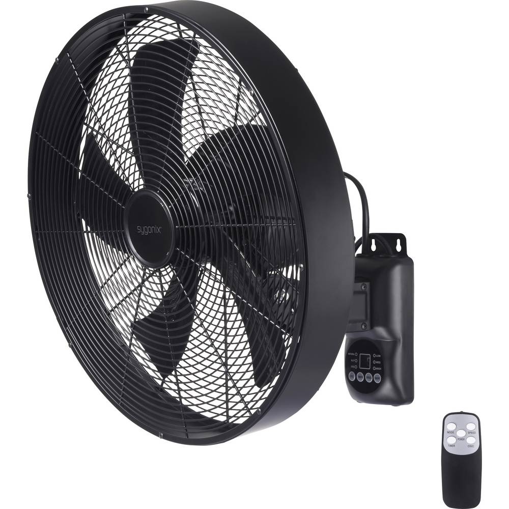 Sygonix Wandventilator 50 W (Ø x h) 45 cm x 45.5 cm Zwart