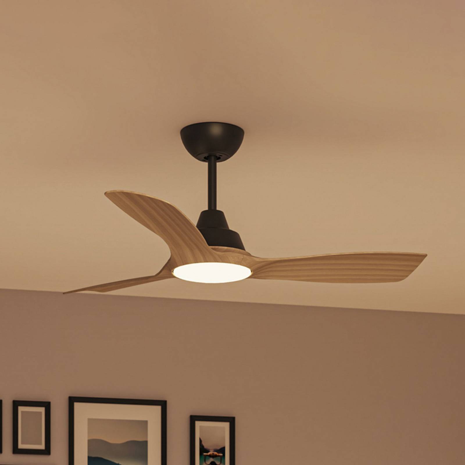 Philips LED-ventilator Olas, Ø 106 cm, bruin/zwart, stil