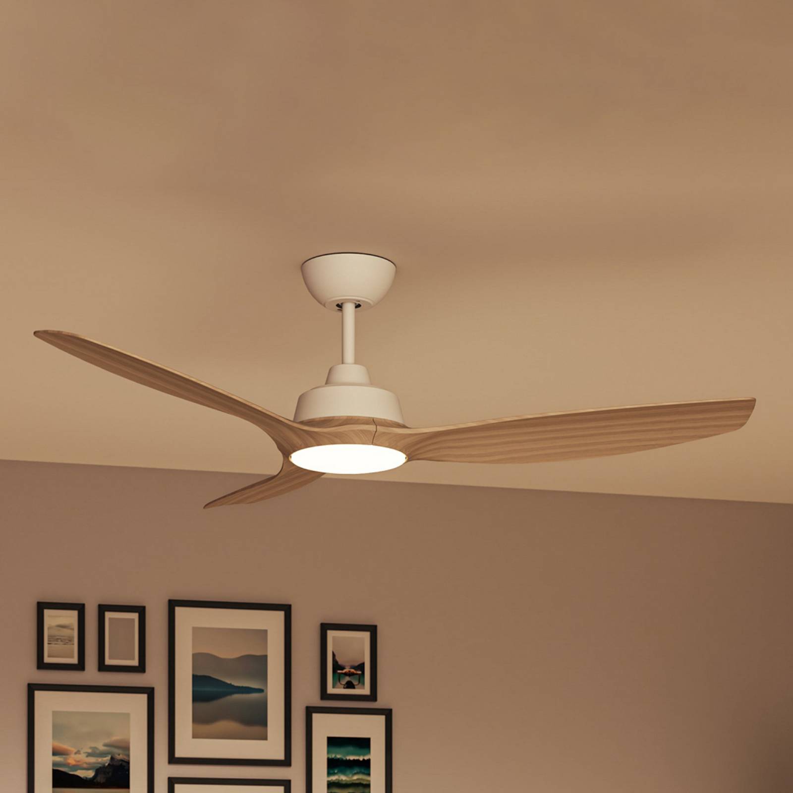 Philips LED-ventilator Olas, Ø 132 cm, bruin/wit, stil