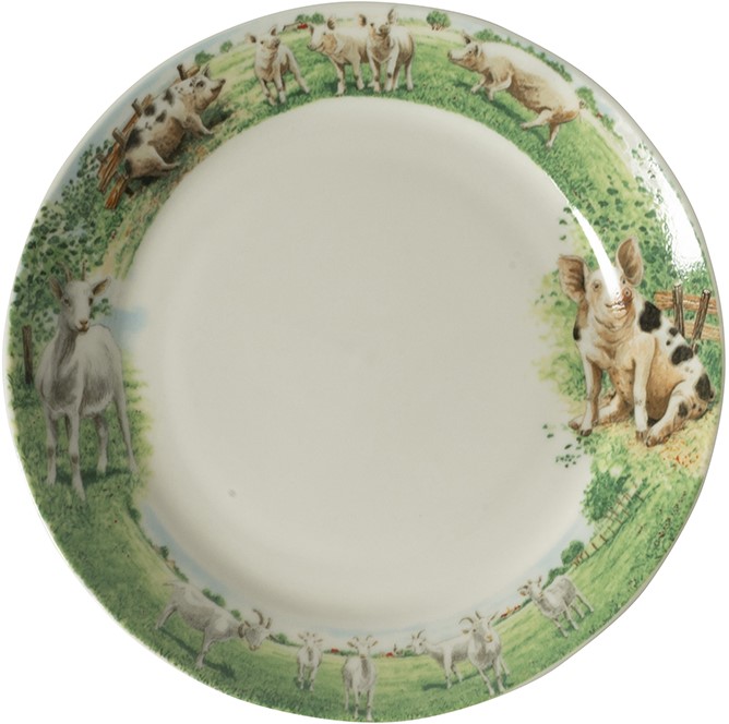 Wiebe van der Zee Wiebe's Farm Bord geit varken Ø18cm 6st