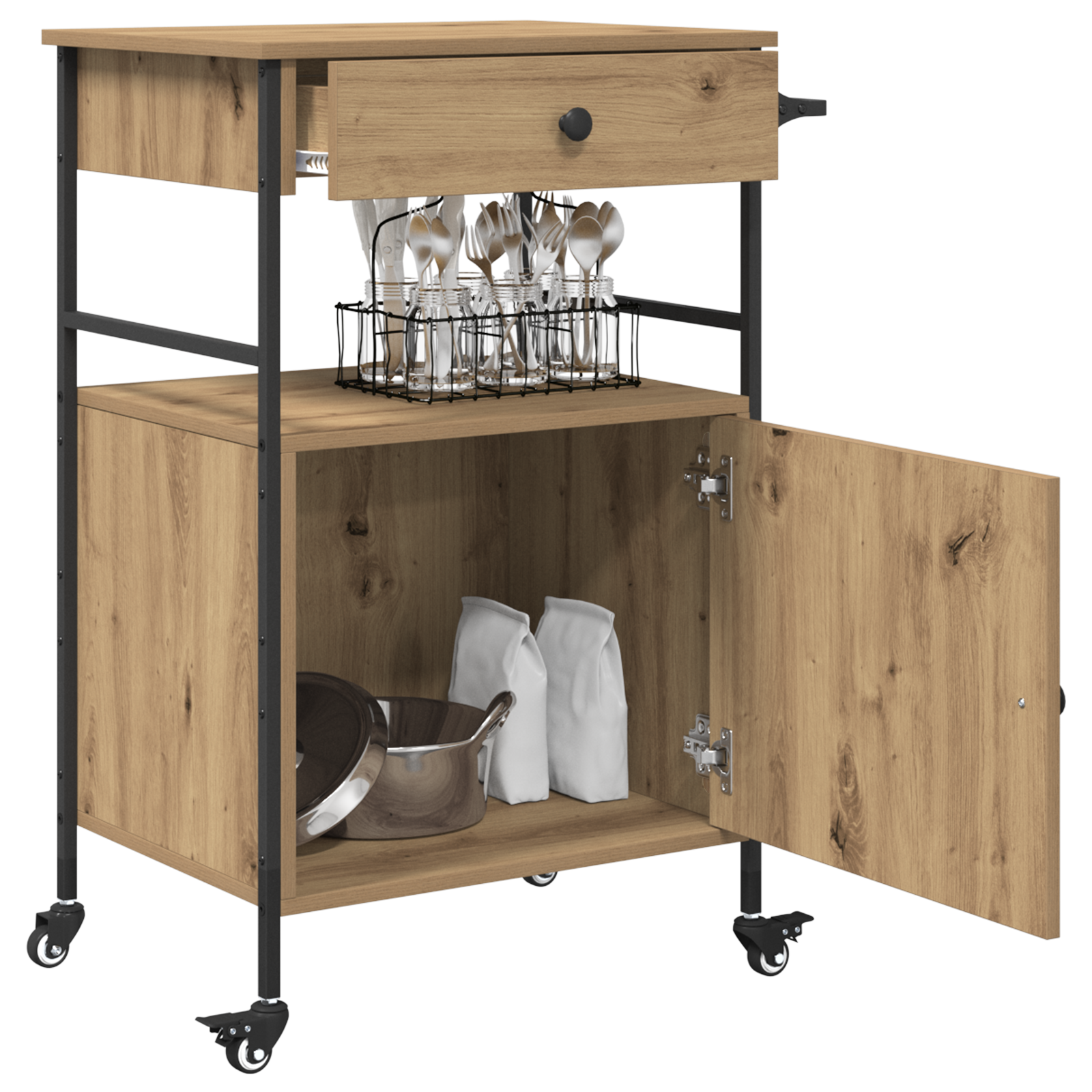 vidaXL Keuken Trolley Artisan Eiken 56x43x89,5 cm Gemaakt Hout