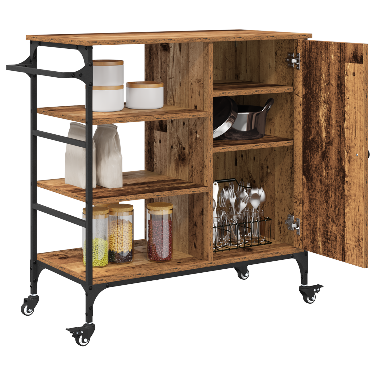 vidaXL Keuken Trolley Oud Hout 87,5x38,5x84,5 cm Geengineerd Hout