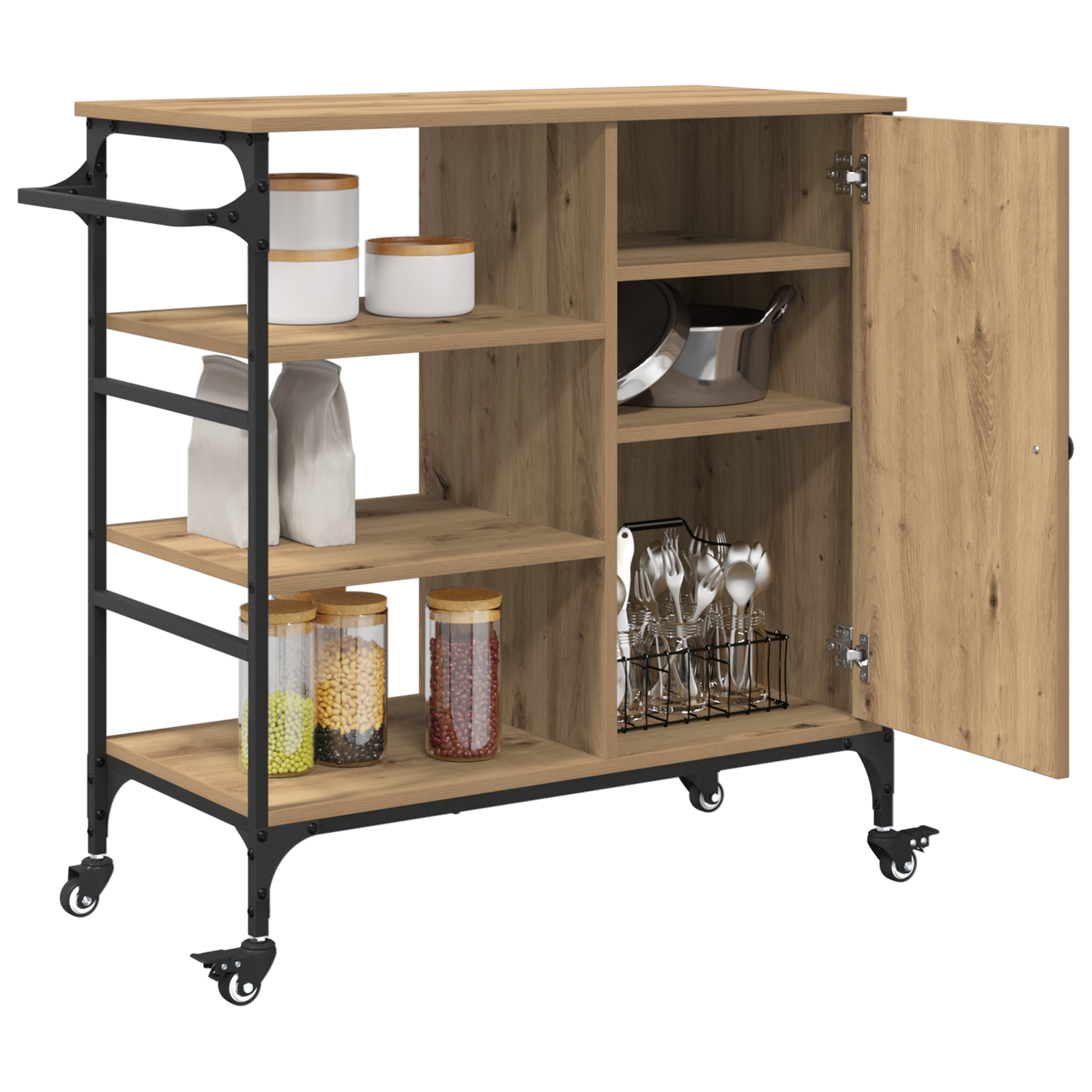 vidaXL Keuken Trolley Artisan Eiken 87.5x38.5x84.5 cm Bewerkt Hout