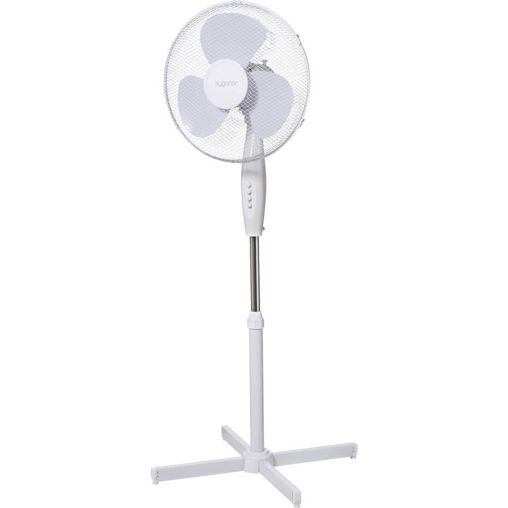 Sygonix Staande ventilator 50 W (Ø x h) 600 mm x 1200 mm Wit