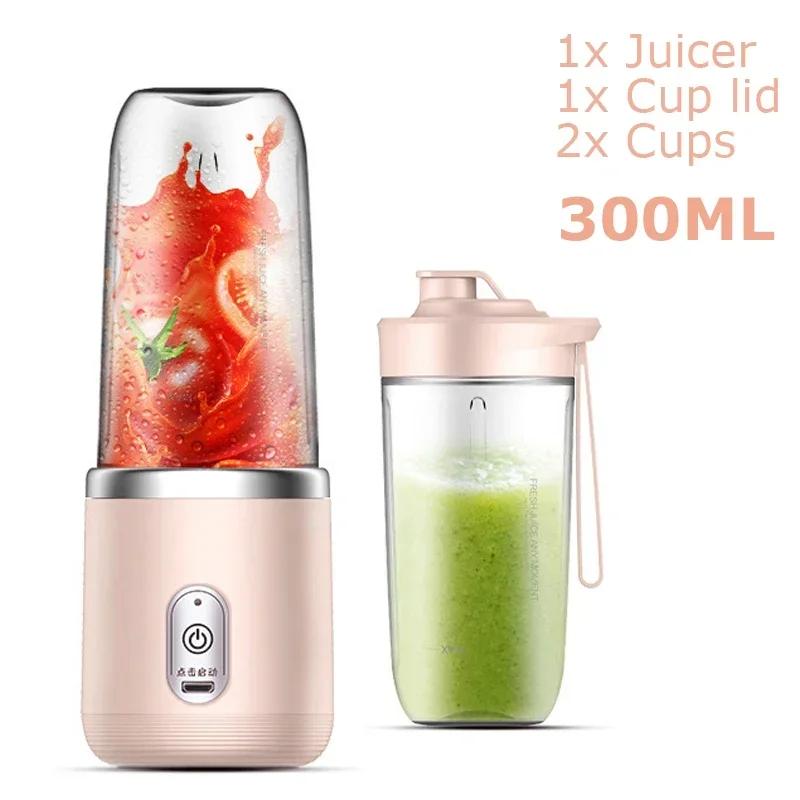 Elegant Living House Draagbare mixer met 6 messen Juicer-bekerset Oplaadbaar Auto buiten Klein huisblender Volautomatische smoothieblender Oranje fruitpers Reizen blauw