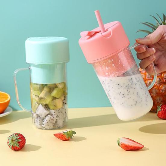 Darling Women Boutique A 420ML USB elektrische sapcentrifuge, snelle en gemakkelijke vruchtensapextractie met rietje, roestvrijstalen blender, draagbare sapcentrifuge roze