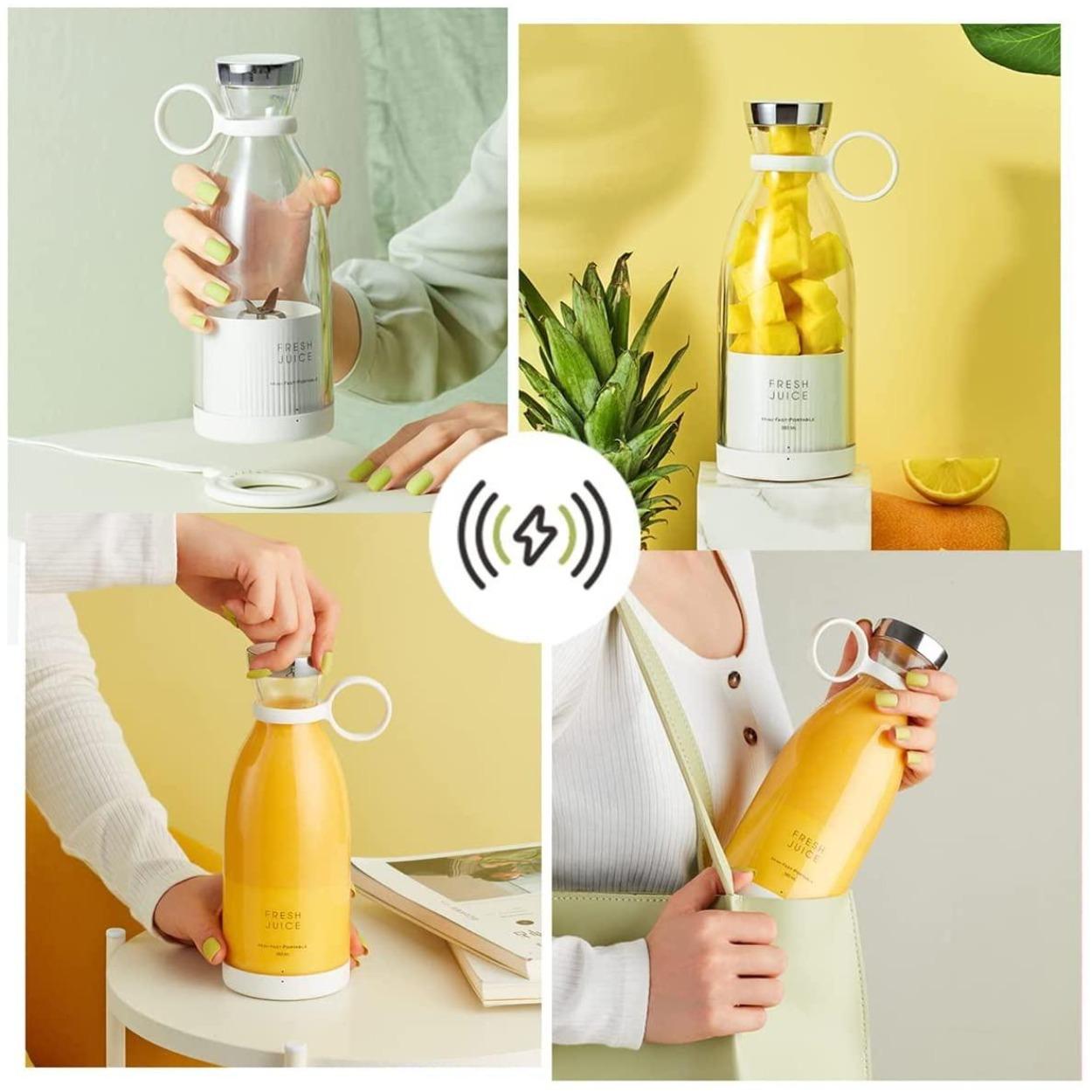 Darling Women Boutique A Mini Elektrische Juicer Machine Draagbare Blender Smoothie Cup Mixer Vers Sap Blender Sojamelk Maker Oranje Groentesapcentrifuge wit
