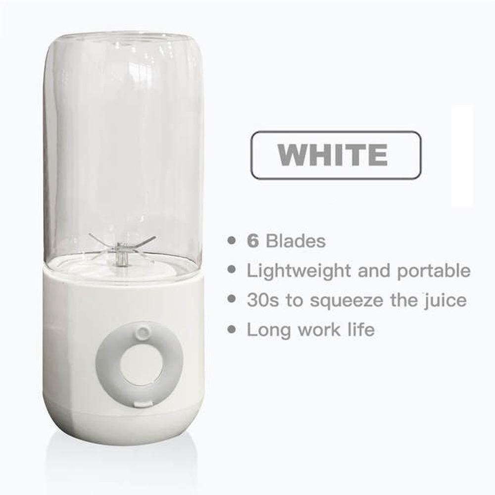 Factory Discount Outlet 500ML Elektrische Juicer met zes messen Smoothie Blender Cup Mini Draagbare USB Blenders Draadloze pers Juicers Opladen Hand Held Juicer wit