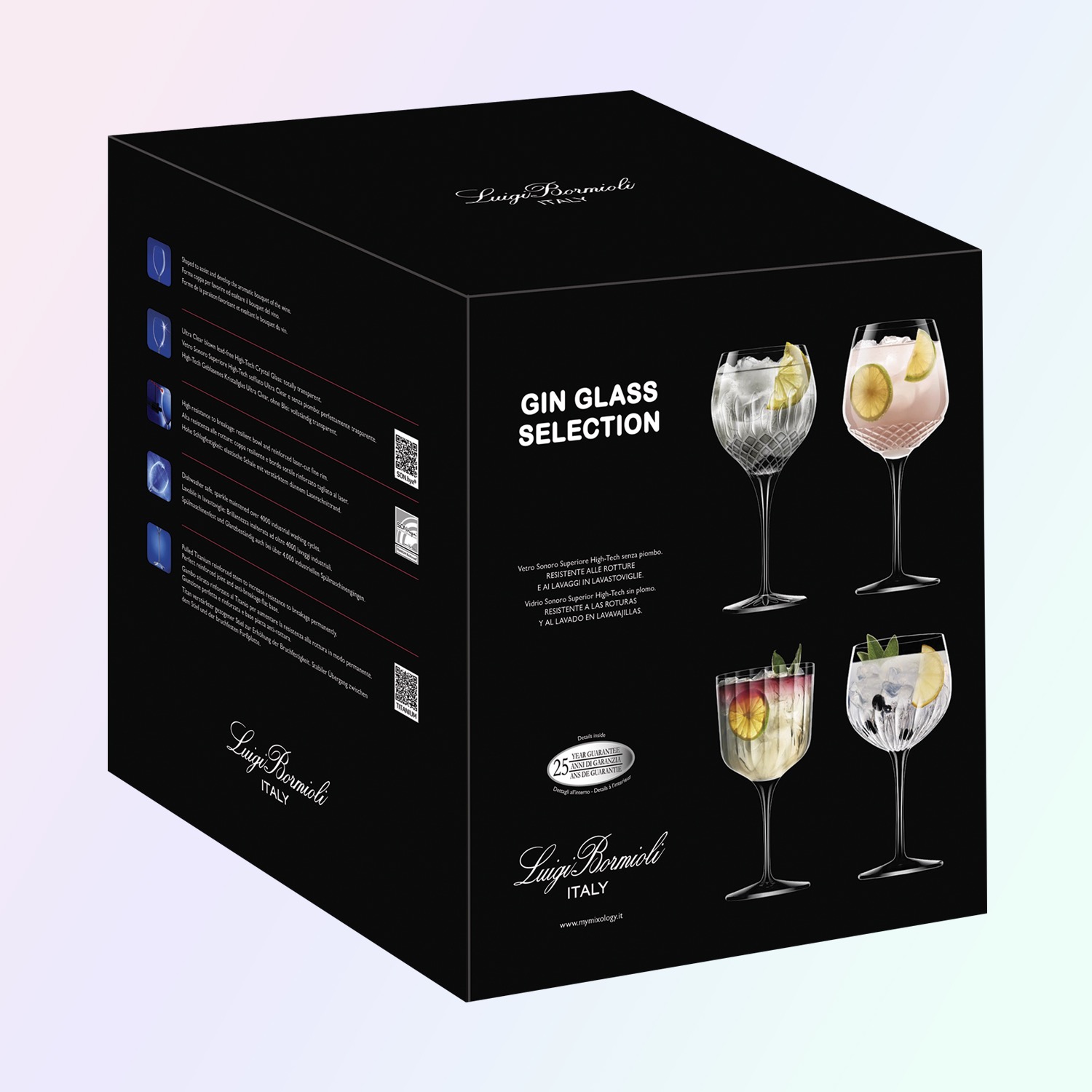 Luigi Bormioli Ginglas Selection 4Pcs- Bach 60 Cl- Roma 80,5 Cl - Diamante 65 Cl - Mixology 80 Cl - 4 Stuks