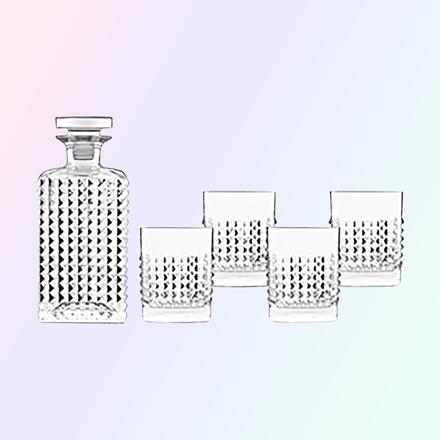 Luigi Bormioli Mixology Whiskey Karaf 75 Cl - 4X Tumbler D.O.F. 38 Cl - 5 Stuks