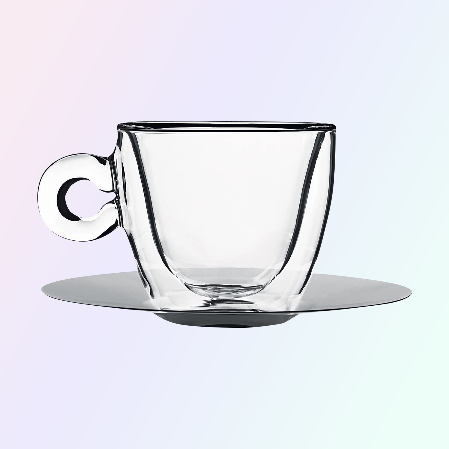 Luigi Bormioli Thermic Glass Cappuccinoglas 16,5 Cl Met Rvs Schotel - 2 Stuks