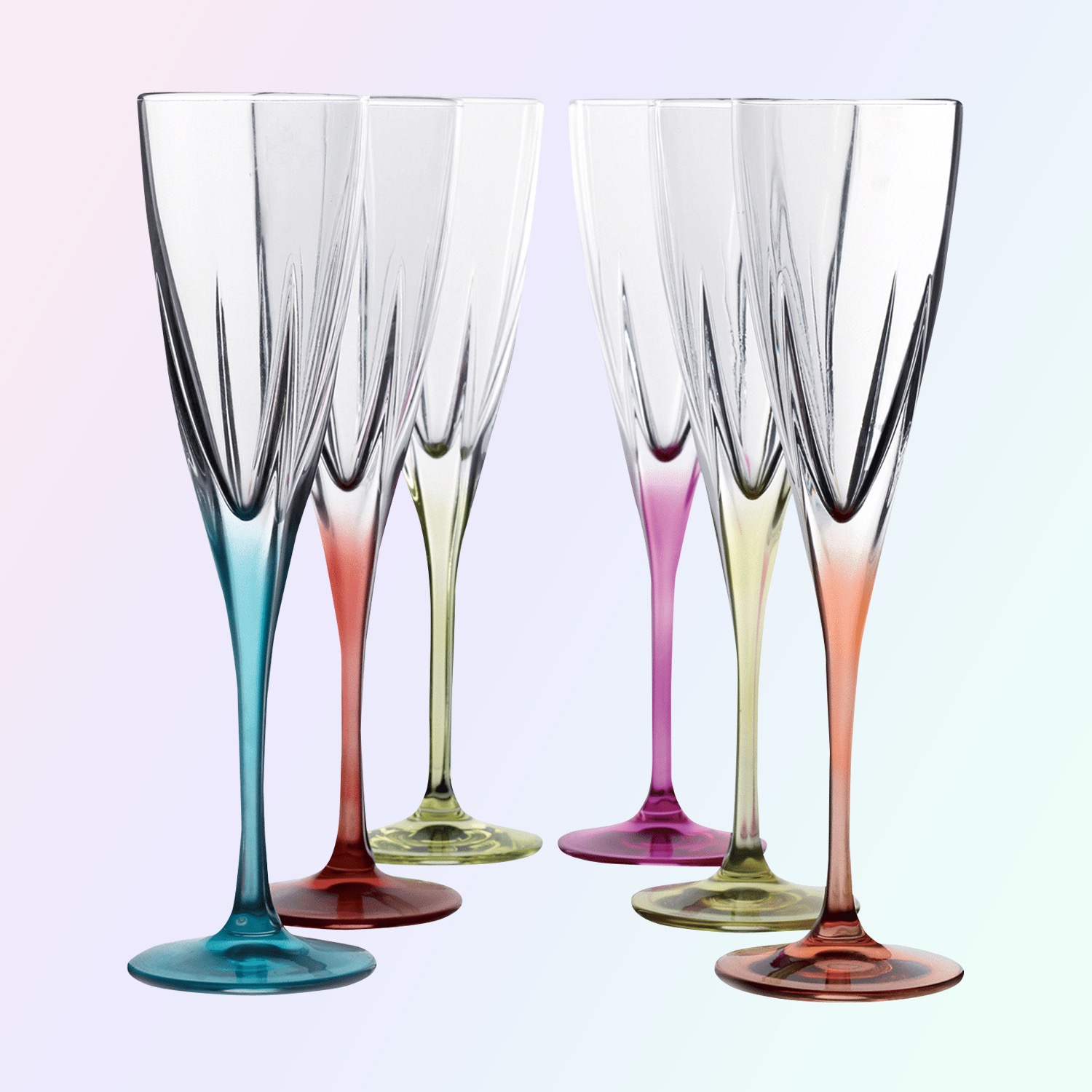 RCR Fusion Colour Champagne Flute Glazen 17 cl Assorti - 6 Stuks