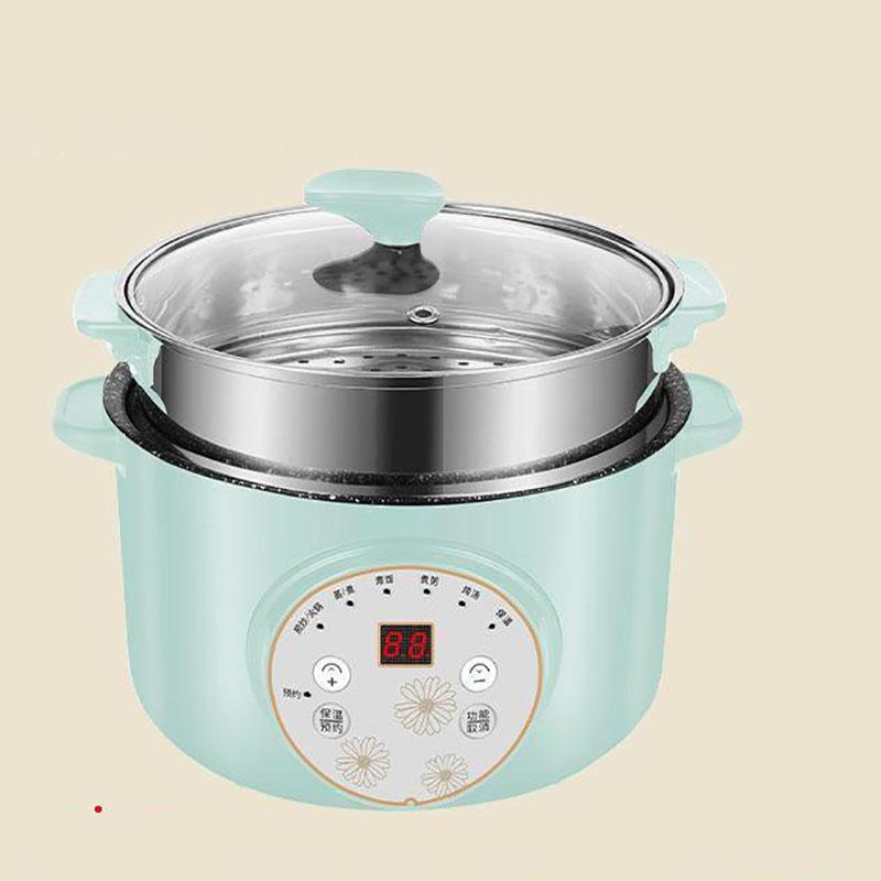 Factory Discount Outlet Elektrische koekenpan met antiaanbaklaag Multifunctionele elektrische braadpan Stoompan Huishoudelijke rijstkookpot Slaapzaal Kleine elektrische pot steamer*1 groen