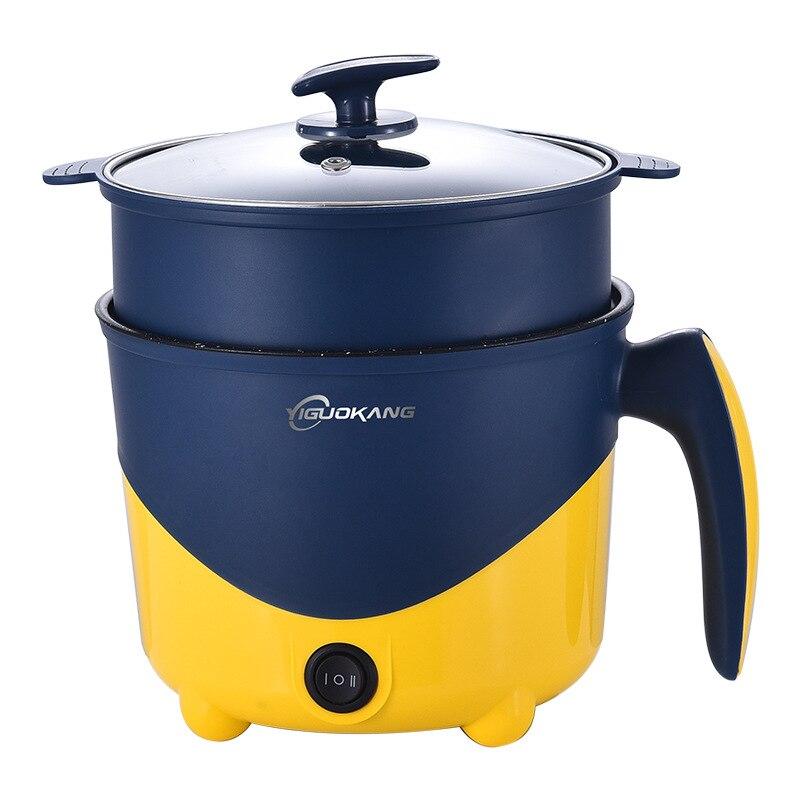 KK-Home Huishoudelijke elektrische kookmachine 1-2 personen Hot Pot Enkele/dubbele laag Mini antiaanbakpan Multifunctionele elektrische rijstkoker Double groen