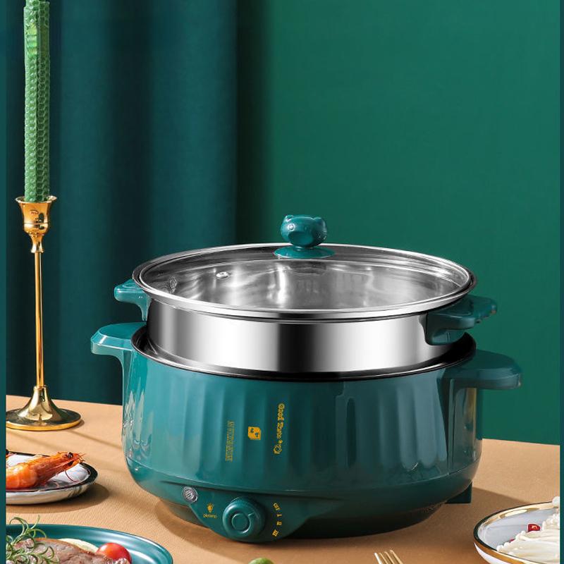 Factory Discount Outlet 1.7L Multifunctionele Non-stick Pan Elektrische Kookpot Huishoudelijke Hot Pot Enkele/Dubbele Laag Snelle Verwarming Elektrische Rijstkoker Single Green groen