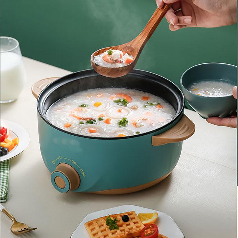 Factory Discount Outlet Elektrisch fornuis Multifunctionele non-stick kookplaat Huishoudelijke elektrische koekenpan Elektrische koekenpan voor studenten Slaapzaal Noodle Koken Elektrische pan 26cm groen