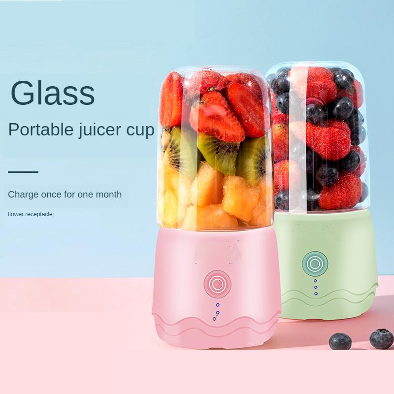 Darling Women Boutique A Mini 300 ml fruitpers Eén knop USB oplaadbare sapbeker Student Sport draagbare blender 6 blades roze