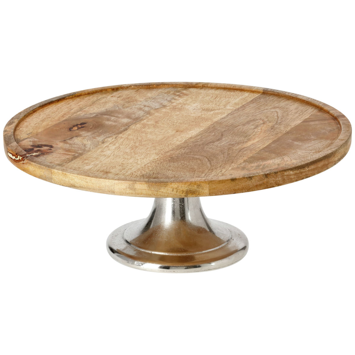 Vega Taartplateau Daina met een ronde voet; 13x35 cm (HxØ); lichtbruin/zilver
