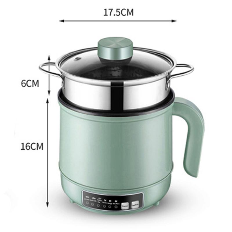 Factory Discount Outlet Mini Multifunctionele Elektrische Kookmachine 1.7L Enkele/Dubbele Laag Hot Pot Intelligente Elektrische Rijstkoker Non-stick Pan potten UK groen