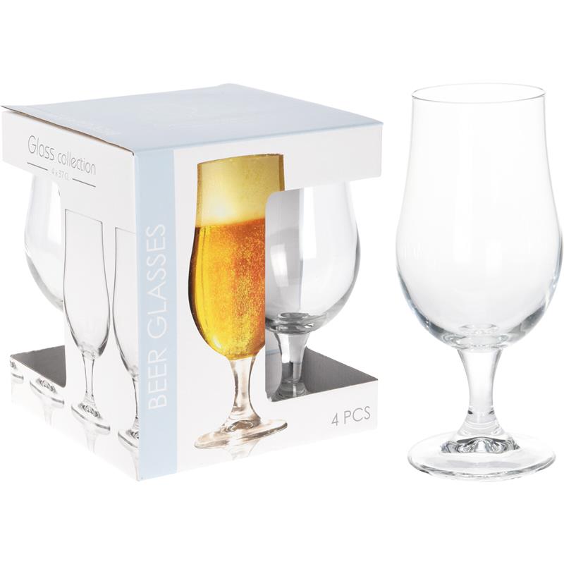 Excellent Houseware Bierglas op voet 37cl set a 4 stuks