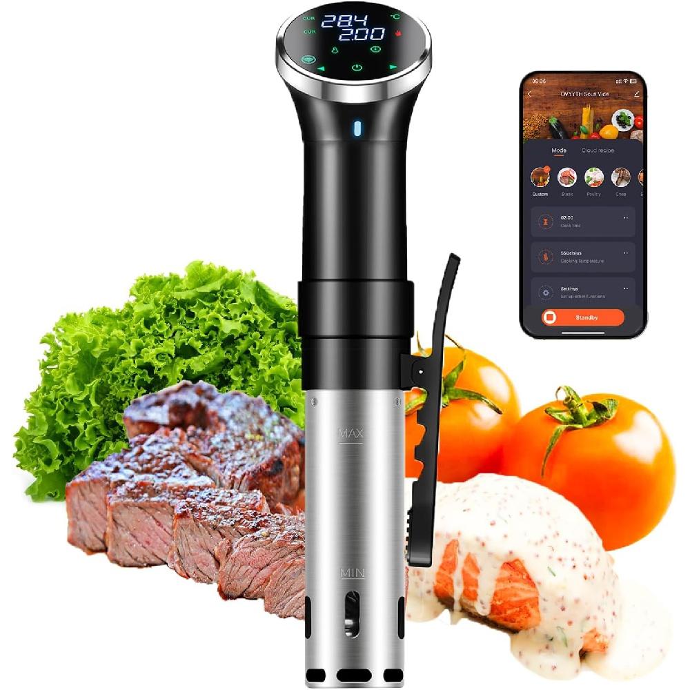Bobo Life Precisiekooktoestel van 1100 watt, dompelcirculatiepompen zorgen voor snelle verwarming, groot touchscreen en APP-afstandsbediening Koken voor gastronomische maaltijden US Plug