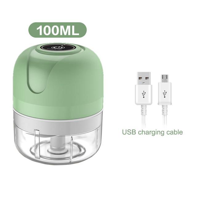 Darling Women Boutique C Mini USB draadloze elektrische knoflookstamper pers vleesmolen groente chili vleesmolen voedsel 100ml groen