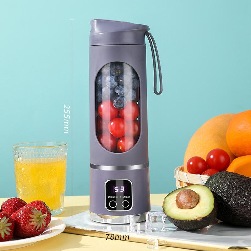 Homeware Discounts Market Draagbare sapcentrifuge met USB-oplaadfunctie, 12 messen, 3 versnellingen, verstelbaar ontwerp met dubbele afdekking, duurzame, krachtige ijscrusher paars