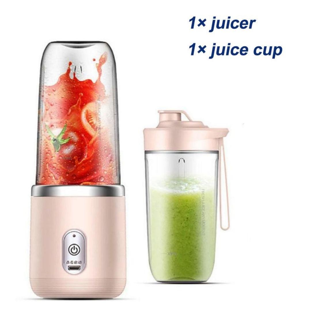 HYC5 400ml draagbare elektrische sapcentrifuge 6 messen vruchtensapbeker USB oplaadbaar automatische kleine sapcentrifuge smoothie blender machine keukenmachine roze