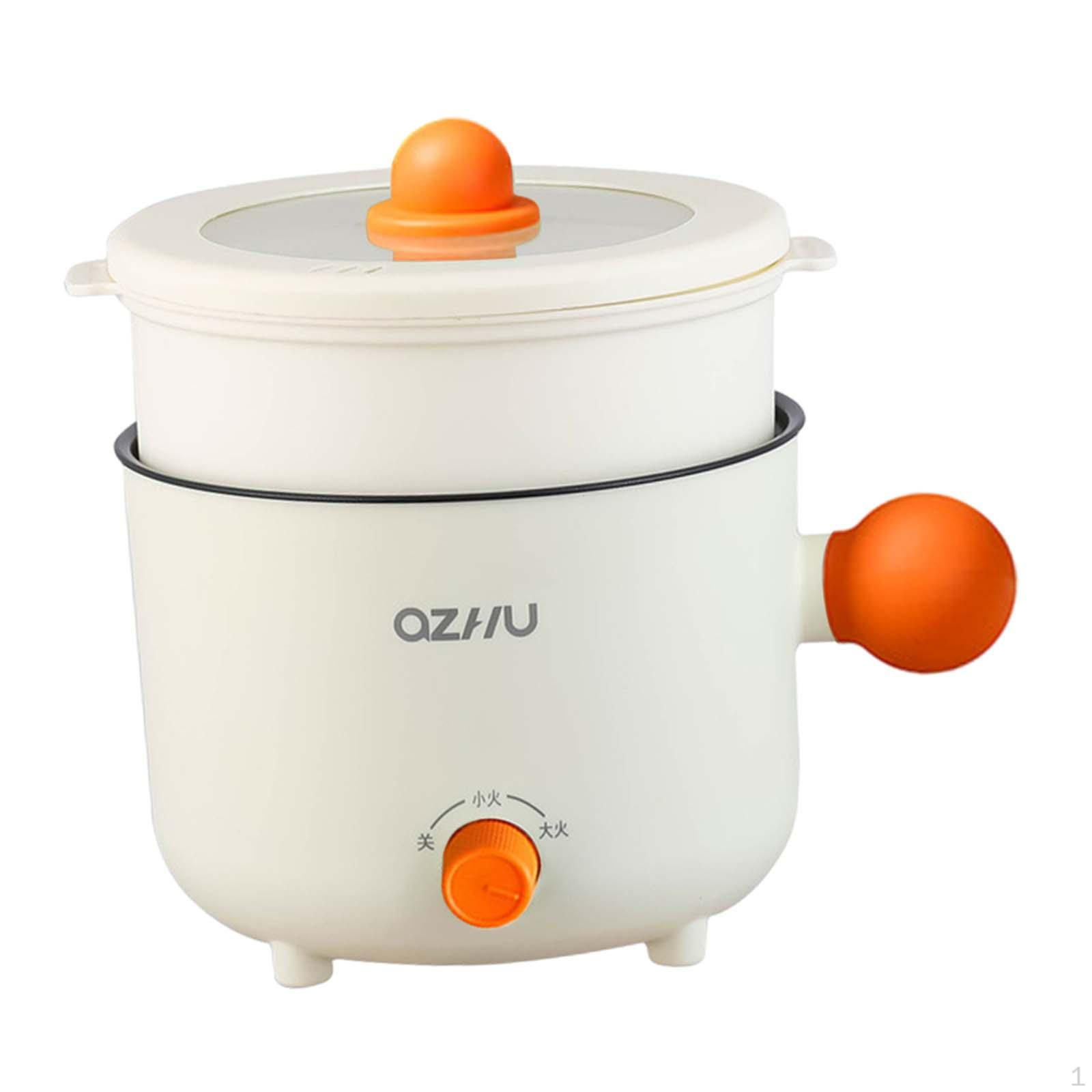 Moonice Mini Pot Multifunctional 1.8L Electric Cooker for Dumpling Steak Noodles Green ball handle Orange ball handle