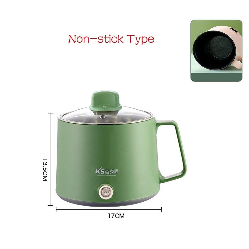 TOP MALL-004 Multifunctionele kookmachine Antiaanbakpan Elektrische rijstkoker Roestvrijstalen kookpot Huishoudelijke slaapzaal Hot Pot 1-2 personen Single-NonStick groen