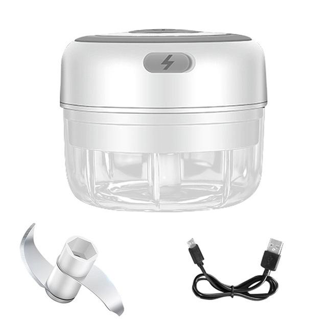Factory Discount Outlet Mini USB draadloze elektrische knoflookstamper, persmolen, groente-chili vleesmolen, voedselhakker keukengereedschap - 100/250 ml 100ml wit